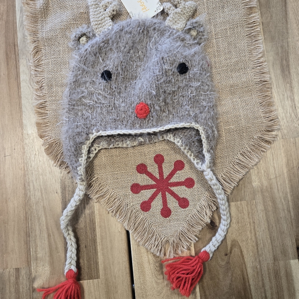 Huggalugs Super Soft Rudolph Raindeer Knit Hat Adult Size **sold out **